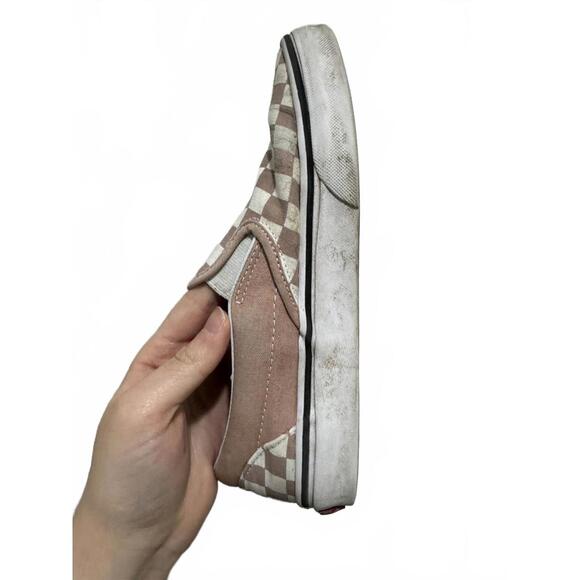 {SOLD} Vans Classic Slip-on White Taupe Checkerboard Canvas Skate Shoe- Size 7.5 - Picture 6 of 9
